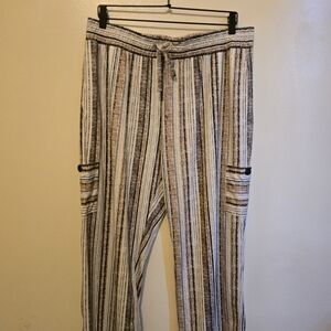 Striped Men's Pants - Black, Gray, White